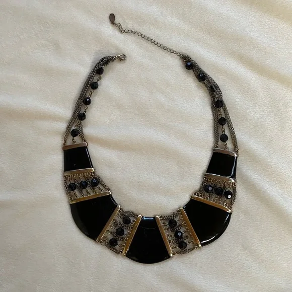 Gold silver and black chunky necklace - Picture 2 of 3